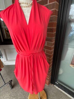 Women Red Dress 6” Retro-Glam Feminine Polished Evening Chic Old Hollywood vtg